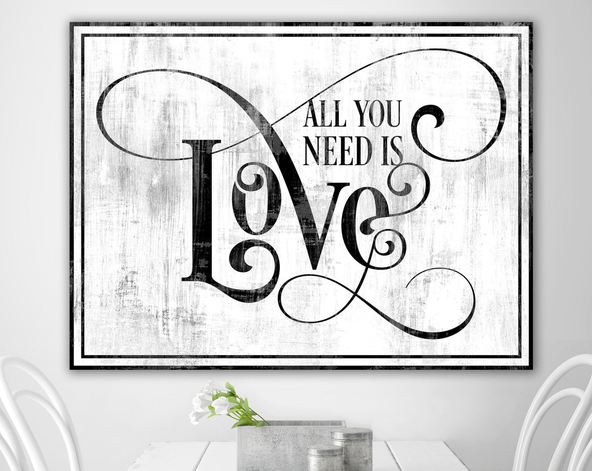 All You Need Is Love Sign Modern Farmhouse Wall Decor, Romantic Gifts For Lovers, Rustic Industrial Love Decor, Valentine's Day Wall Art