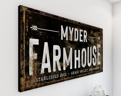 Modern Farmhouse Wall Decor Custom Family Wall Art, Personalized Last Name Country Decor, Rustic Canvas Print Living Room Est Homestead Sign