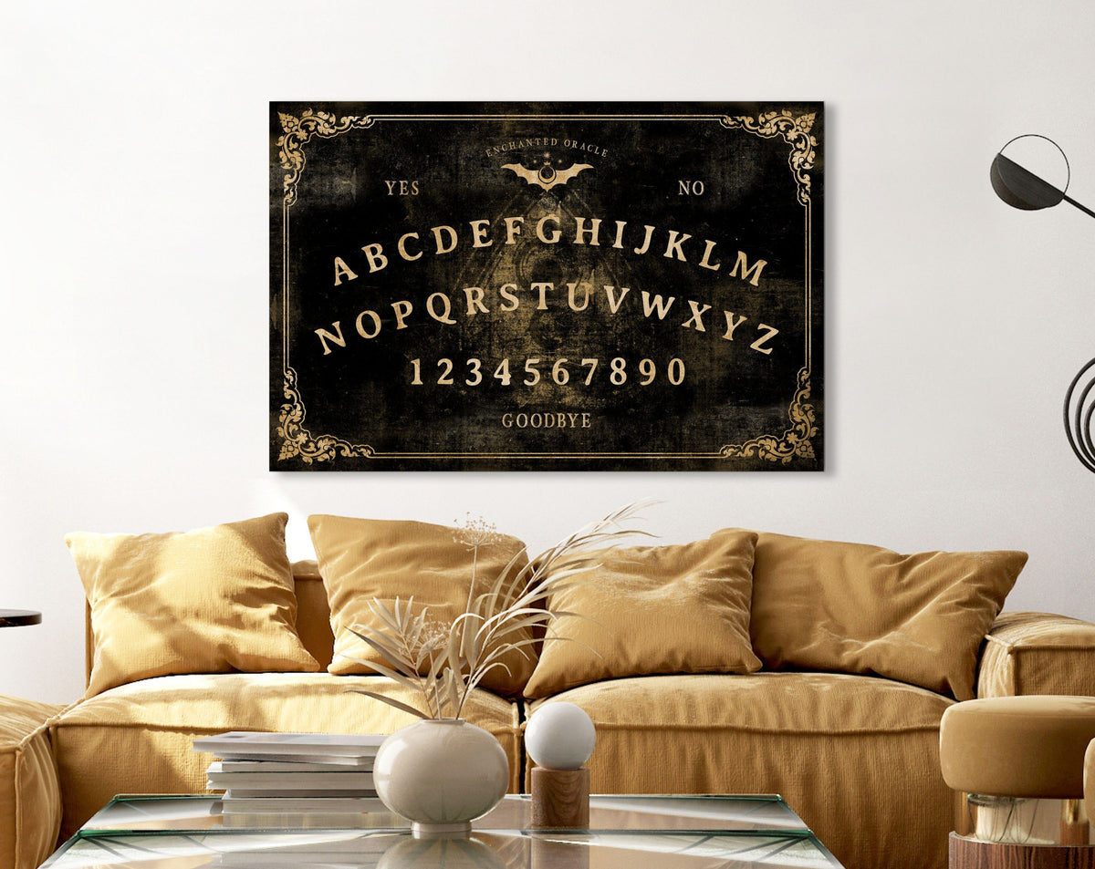 Victorian Parlour Tricks Talking Spirit Board Sign Halloween Wall Decor, Vintage Style Fall Art Dark Academia Boho Canvas Artwork Print