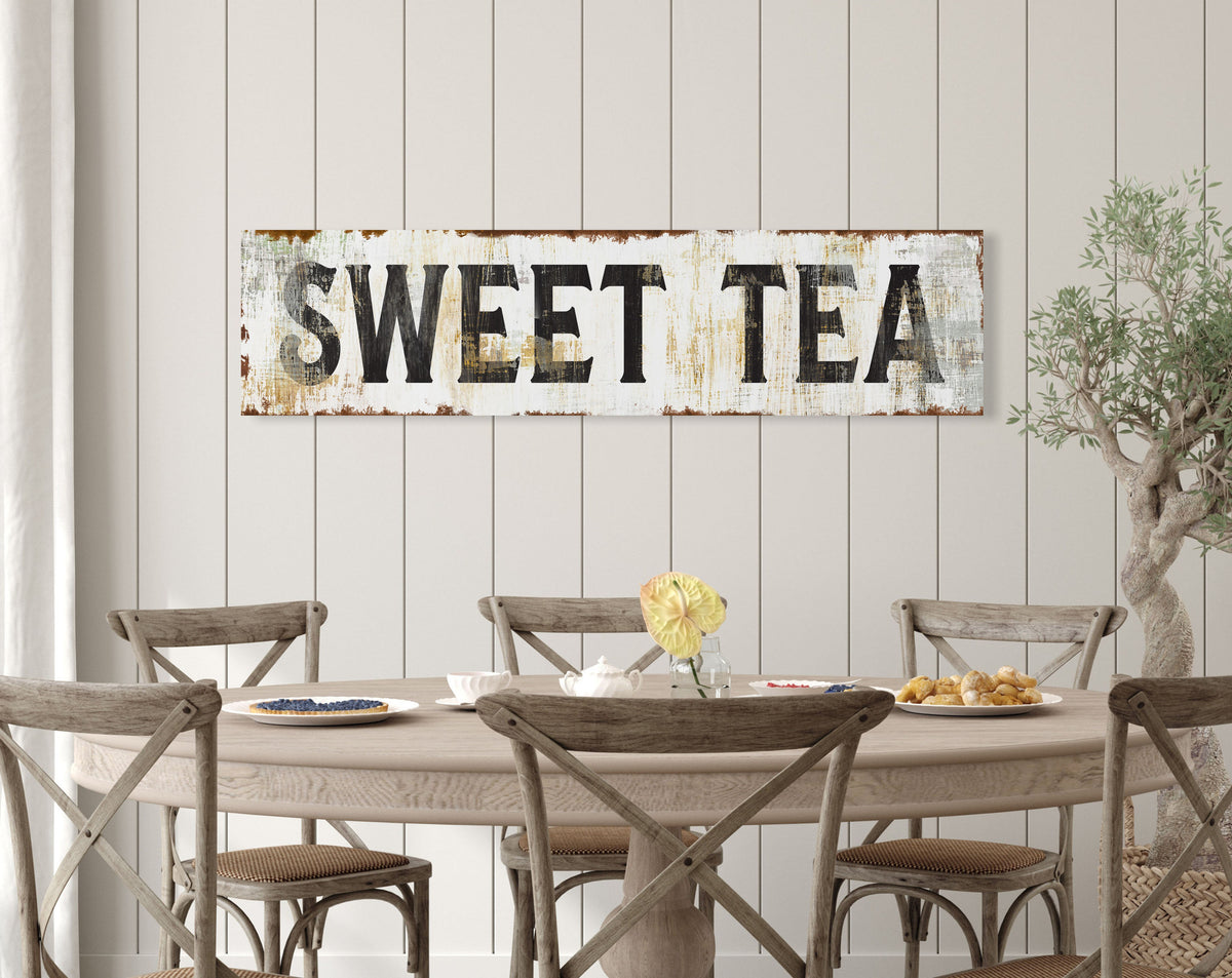 Rustic Chic Farmhouse Wall Decor Kitchen Sign, Farmhouse Sayings Southern Sweet Tea Sign, Primitive Country Dining Room Wall Decor Art Print