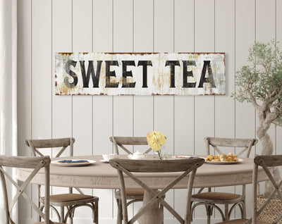 Rustic Chic Farmhouse Wall Decor Kitchen Sign, Farmhouse Sayings Southern Sweet Tea Sign, Primitive Country Dining Room Wall Decor Art Print