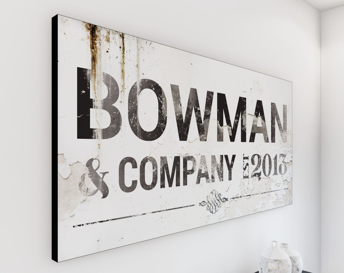 Personalized Farmhouse Family Wall Art, Industrial Custom Modern Decor, Neutral Large Established Last Name Sign, Rustic Home Canvas Print,