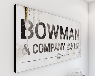 Personalized Farmhouse Family Wall Art, Industrial Custom Modern Decor, Neutral Large Established Last Name Sign, Rustic Home Canvas Print,