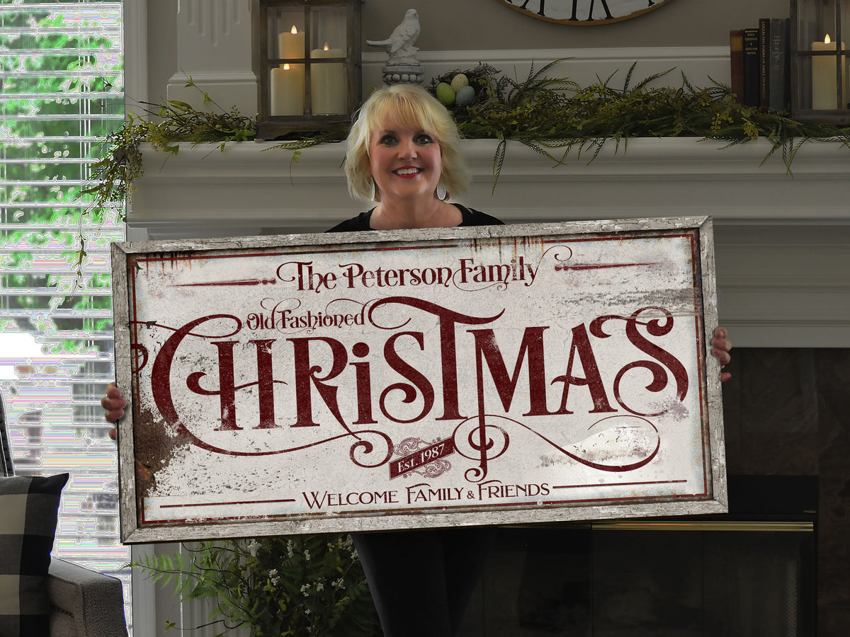 Aeticon Canvas Primitive Christmas Sign | Personalized Christmas Decor Sign | Rustic Christmas Sign | Farmhouse Christmas | Large Canvas | Large Metal