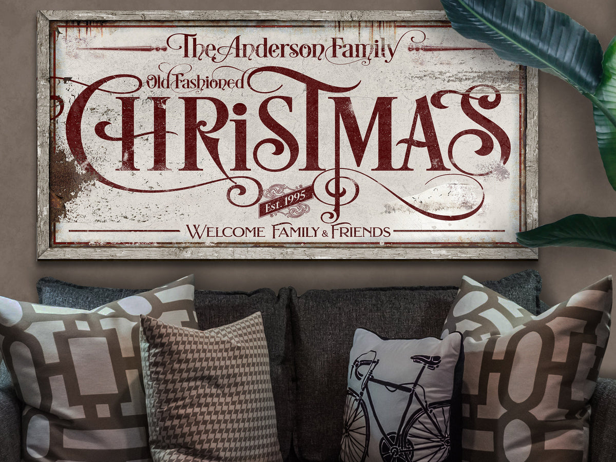 Aeticon Canvas Primitive Christmas Sign | Personalized Christmas Decor Sign | Rustic Christmas Sign | Farmhouse Christmas | Large Canvas | Large Metal
