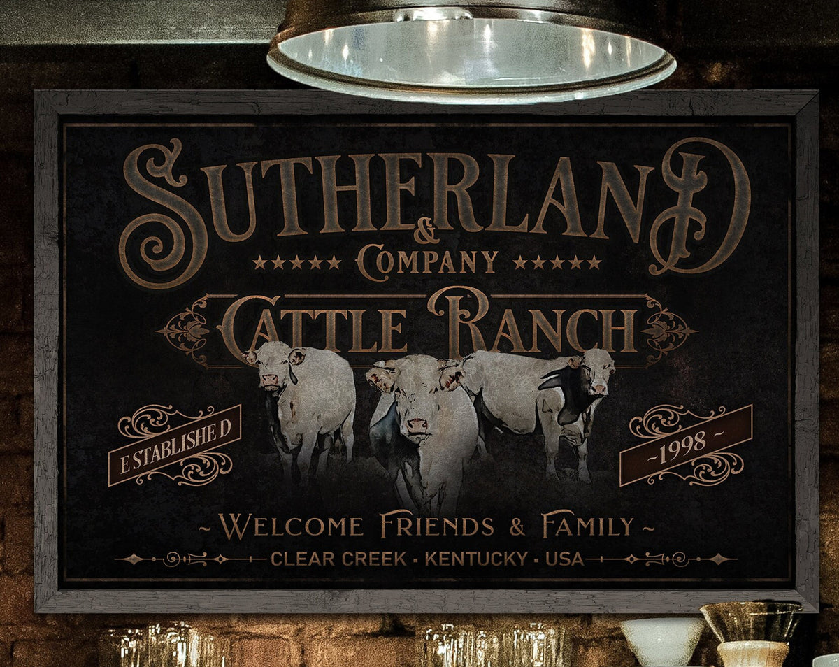 Aeticon Canvas Charolais Cattle Sign | Charolais Cattle Ranch Sign | Cattle Farm Sign | Vintage Cattle Sign | Farmhouse Cattle Sign | Metal Print