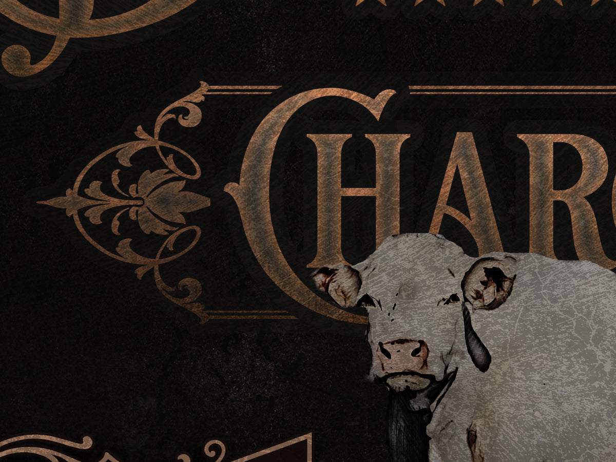 Aeticon Canvas Charolais Cattle Sign | Charolais Cattle Ranch Sign | Cattle Farm Sign | Vintage Cattle Sign | Farmhouse Cattle Sign | Metal Print