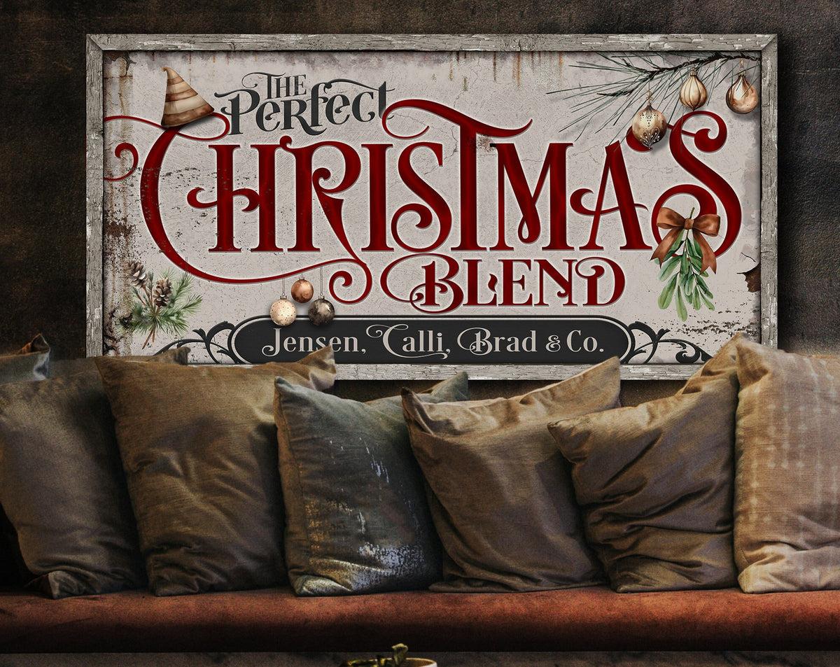 Christmas Blend Sign Canvas| Perfect Christmas Blend | Rustic Christmas Sign | Farmhouse Christmas | Large Canvas | Large Metal