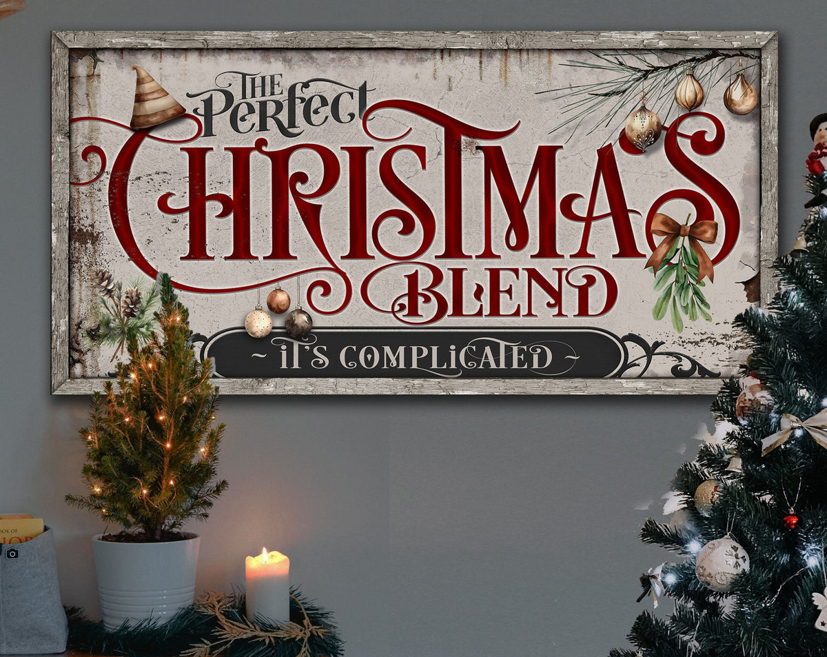 Christmas Blend Sign Canvas| Perfect Christmas Blend | Rustic Christmas Sign | Farmhouse Christmas | Large Canvas | Large Metal
