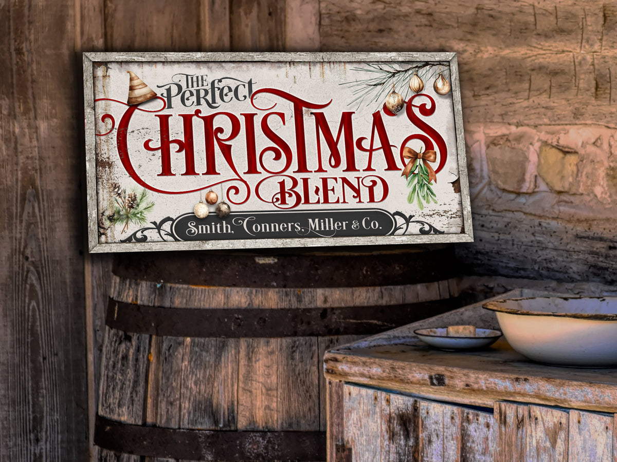 Christmas Blend Sign Canvas| Perfect Christmas Blend | Rustic Christmas Sign | Farmhouse Christmas | Large Canvas | Large Metal
