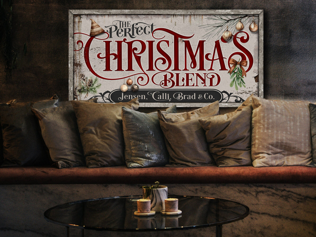 Christmas Blend Sign Canvas| Perfect Christmas Blend | Rustic Christmas Sign | Farmhouse Christmas | Large Canvas | Large Metal
