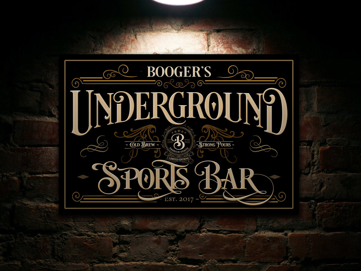 Aeticon Canvas Custom Sports Bar Sign | Basement Sports Bar Sign | Underground Bar Sign | Lower Level Bar Sign | Large Canvas | Vintage Bar Sign