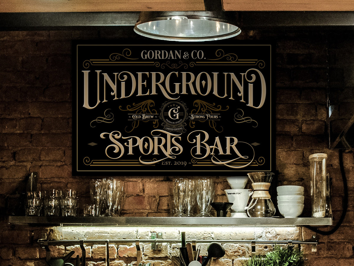 Aeticon Canvas Custom Sports Bar Sign | Basement Sports Bar Sign | Underground Bar Sign | Lower Level Bar Sign | Large Canvas | Vintage Bar Sign