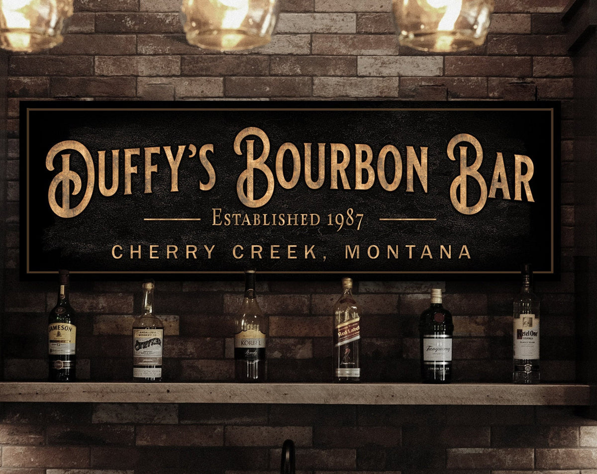 Aeticon Canvas Personalized Bourbon Bar Sign | Custom Bar Sign | Custom Bourbon Bar Sign | Bar Sign for Home | Large Canvas Sign | Large Metal Sign