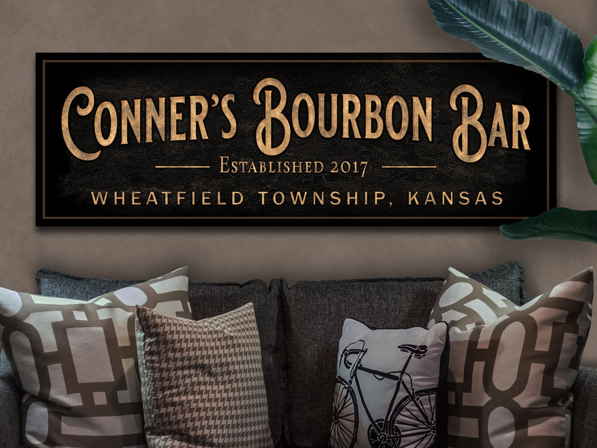 Aeticon Canvas Personalized Bourbon Bar Sign | Custom Bar Sign | Custom Bourbon Bar Sign | Bar Sign for Home | Large Canvas Sign | Large Metal Sign