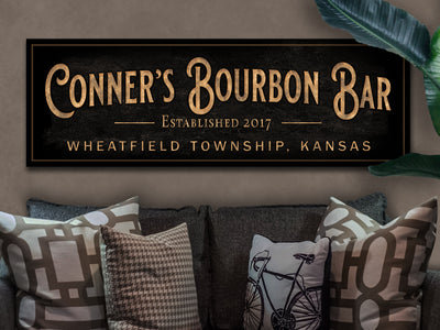 Aeticon Canvas Personalized Bourbon Bar Sign | Custom Bar Sign | Custom Bourbon Bar Sign | Bar Sign for Home | Large Canvas Sign | Large Metal Sign