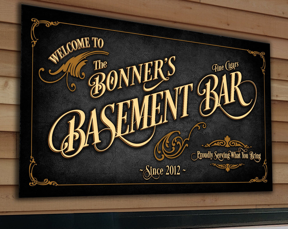Aeticon Canvas Basement Bar Sign Personalized, Bar Wall Decor, Personalized Bar Sign, Vintage Bar Signage