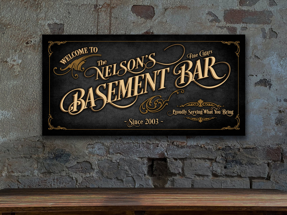 Aeticon Canvas Basement Bar Sign Personalized, Bar Wall Decor, Personalized Bar Sign, Vintage Bar Signage