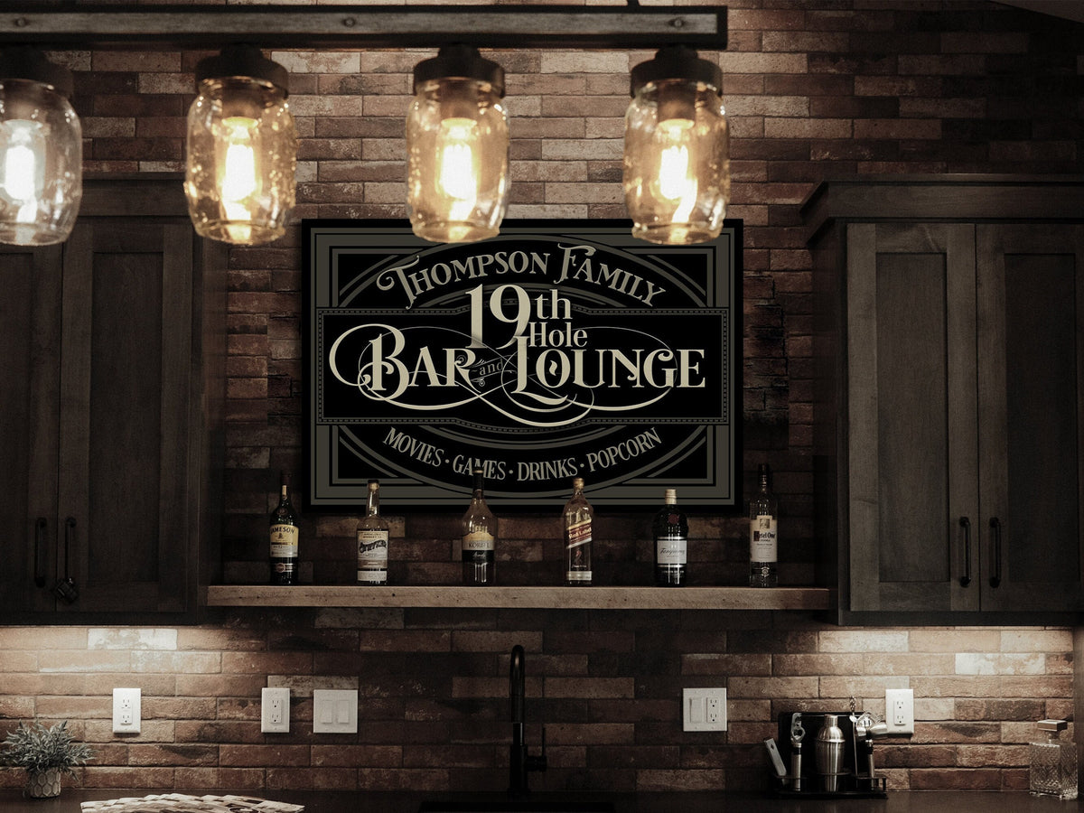 Aeticon Canvas 19th Hole Bar Sign 2 | Personalized 19th Hole Sign | Golf Sign Style Two | Aluminum Golf Sign | Golf Lounge Sign | Metal Print