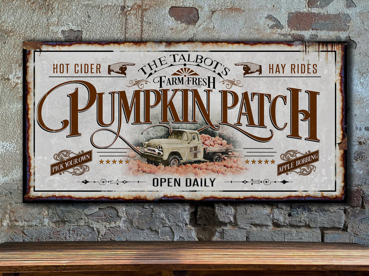 Aeticon Canvas Pumpkin Patch Sign | Pumpkin Farm Sign | Rustic Fall Decor | Autumn Vintage Sign | Farm Wall Decor | Distressed Sign