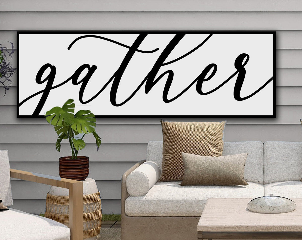 Aeticon Canvas Minimalistic Gather Sign | Simply Gather Sign | Large Canvas Sign | Large Metal Sign | Living Room Wall Art | Modern Farmhouse Decor