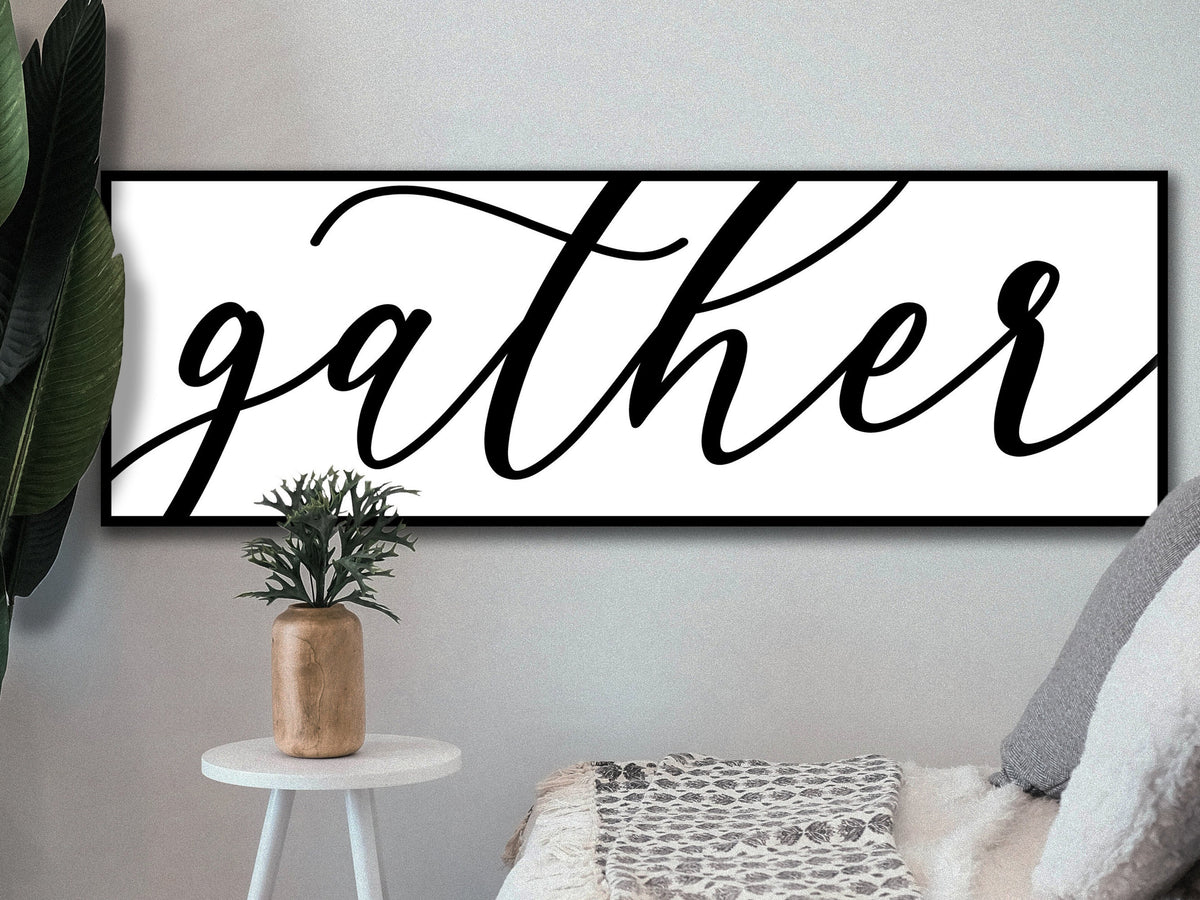 Aeticon Canvas Minimalistic Gather Sign | Simply Gather Sign | Large Canvas Sign | Large Metal Sign | Living Room Wall Art | Modern Farmhouse Decor
