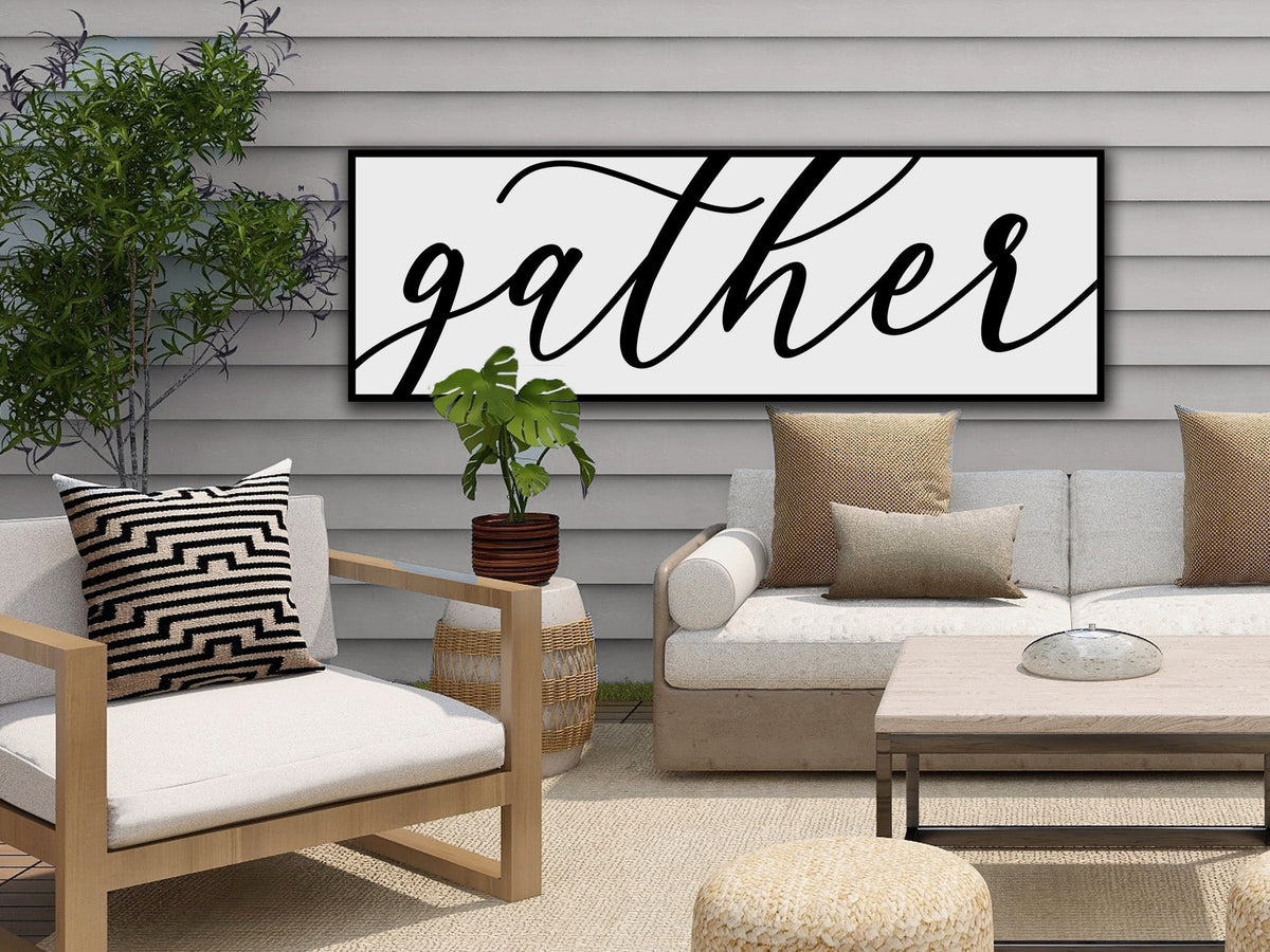 Aeticon Canvas Minimalistic Gather Sign | Simply Gather Sign | Large Canvas Sign | Large Metal Sign | Living Room Wall Art | Modern Farmhouse Decor