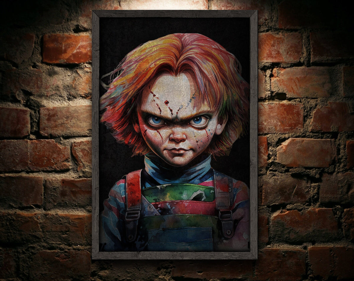 Aeticon Canvas Chucky Halloween Sign, Creepy Halloween Sign, Custom Halloween Sign, Scary Sign, Large Canvas or Metal