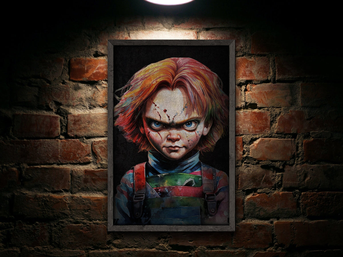 Aeticon Canvas Chucky Halloween Sign, Creepy Halloween Sign, Custom Halloween Sign, Scary Sign, Large Canvas or Metal