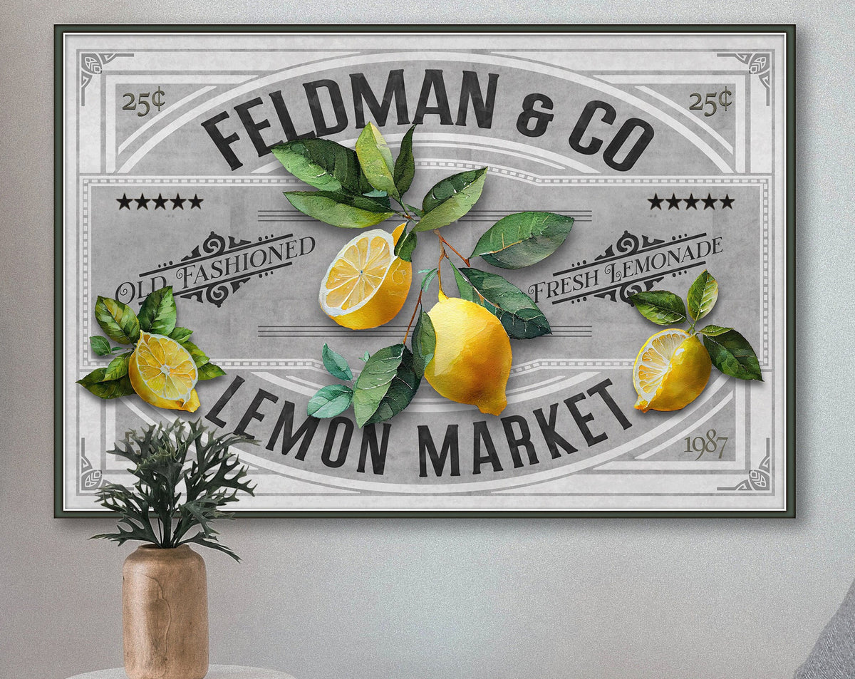 Aeticon Canvas Lemon Decor | Lemon Sign | Lemon Market | Metal Decor | Porch Sign | Summer Sign | Family Name sign | Lemon