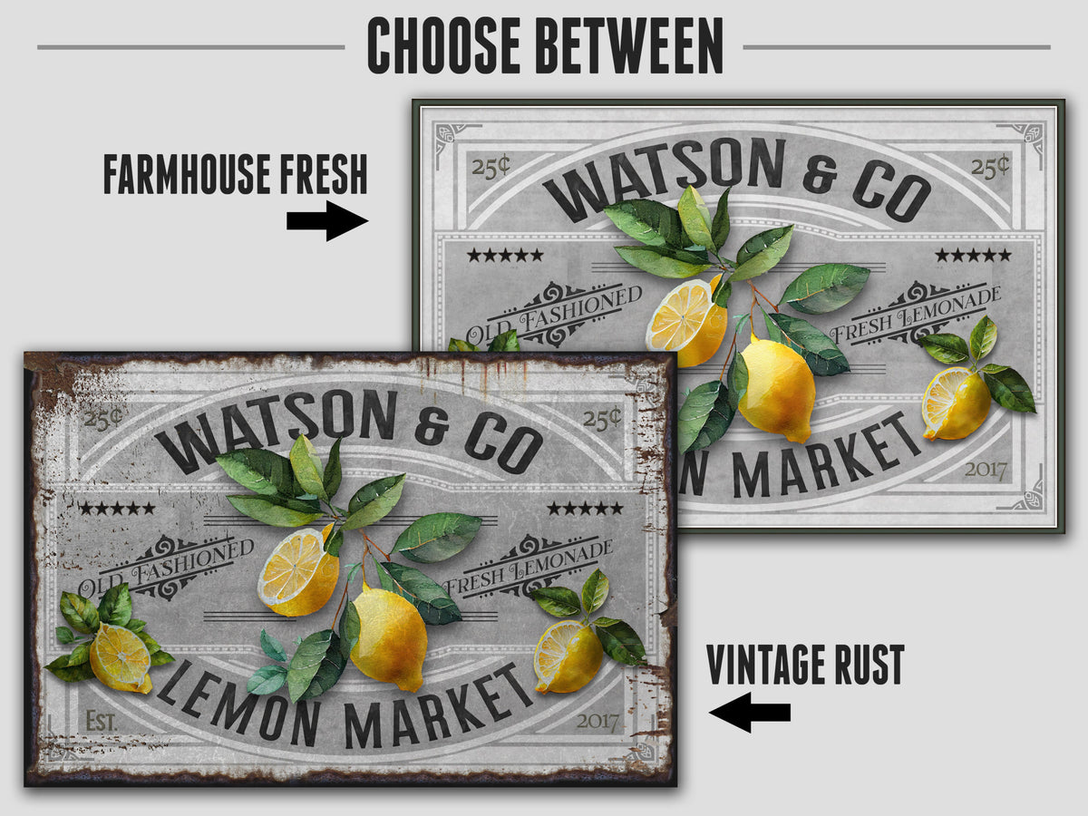 Aeticon Canvas Lemon Decor | Lemon Sign | Lemon Market | Metal Decor | Porch Sign | Summer Sign | Family Name sign | Lemon