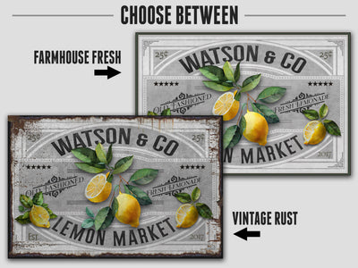 Aeticon Canvas Lemon Decor | Lemon Sign | Lemon Market | Metal Decor | Porch Sign | Summer Sign | Family Name sign | Lemon
