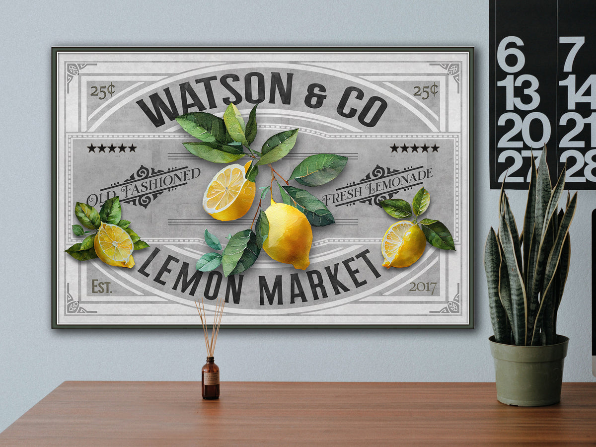 Aeticon Canvas Lemon Decor | Lemon Sign | Lemon Market | Metal Decor | Porch Sign | Summer Sign | Family Name sign | Lemon