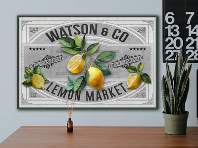 Aeticon Canvas Lemon Decor | Lemon Sign | Lemon Market | Metal Decor | Porch Sign | Summer Sign | Family Name sign | Lemon