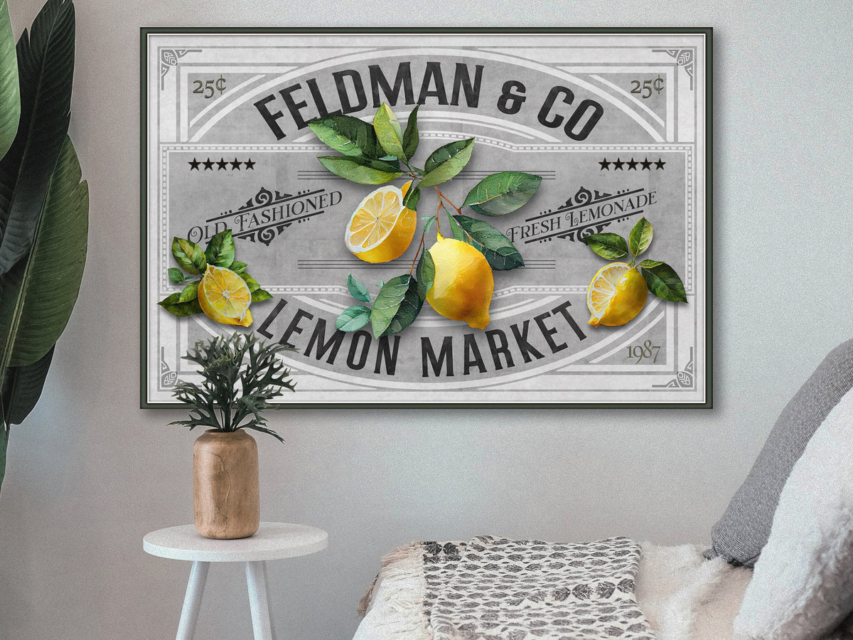 Aeticon Canvas Lemon Decor | Lemon Sign | Lemon Market | Metal Decor | Porch Sign | Summer Sign | Family Name sign | Lemon