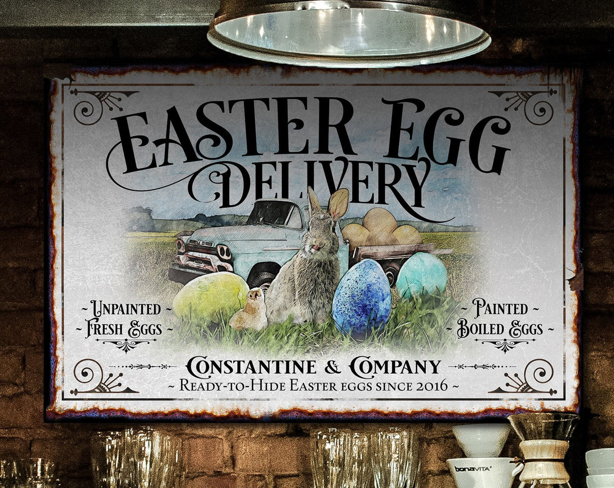 Aeticon Canvas Easter Sign | Easter Decor | Easter Egg Sign | Vintage Easter Decor | Easter Bunny Decor | Custom Easter Sign | Family Name Sign