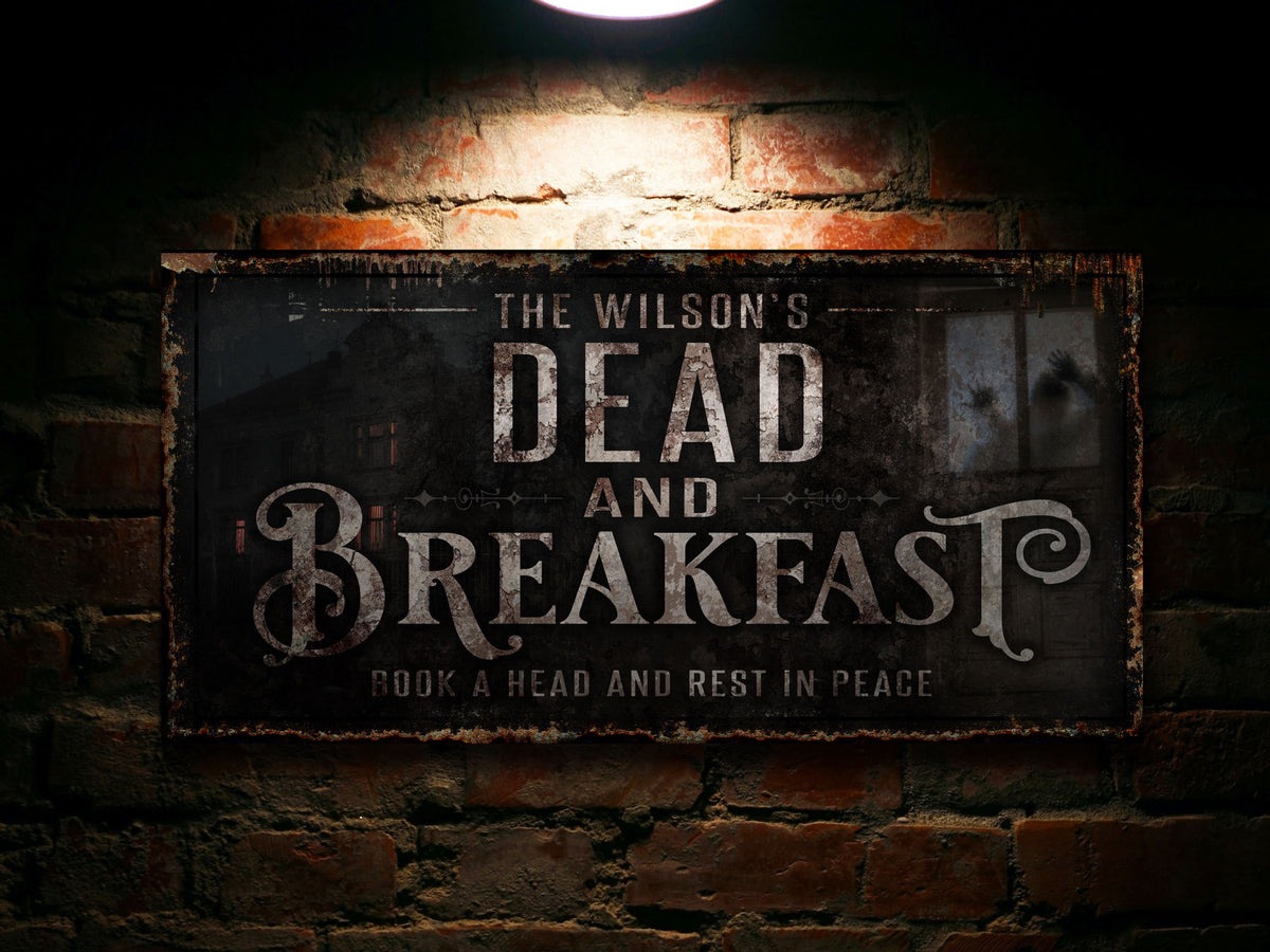 Aeticon Canvas Dead and Breakfast Halloween Sign | Creepy Halloween Sign | Farmhouse Sign | Ranch House Plans | Farm Wall Decor | Distressed Sign