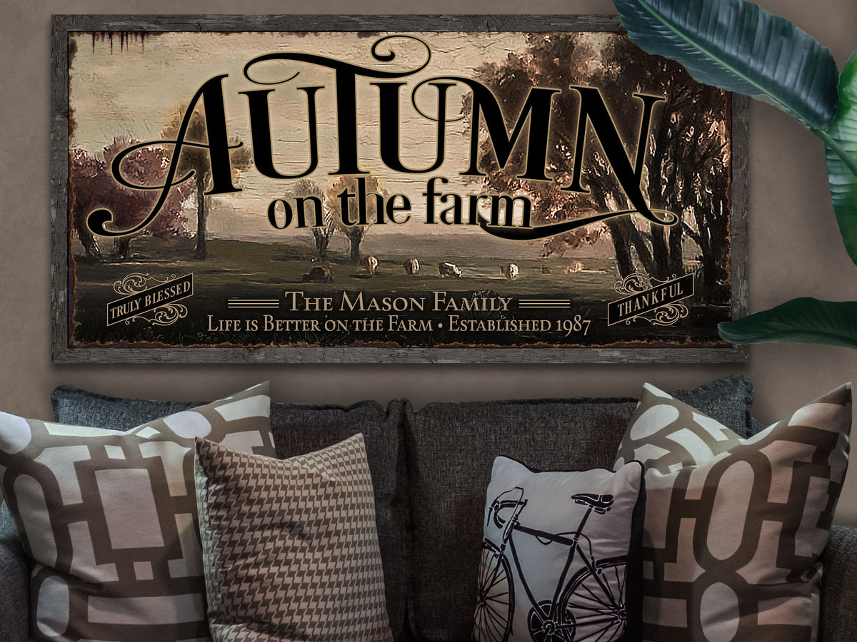 Aeticon Canvas Autumn Farm Sign | Farmhouse Harvest Sign | Autumn Farm Sign | Autumn Sign | Rustic Farm Sign | Autumn Farm Decor | Big Canvas | Big Metal