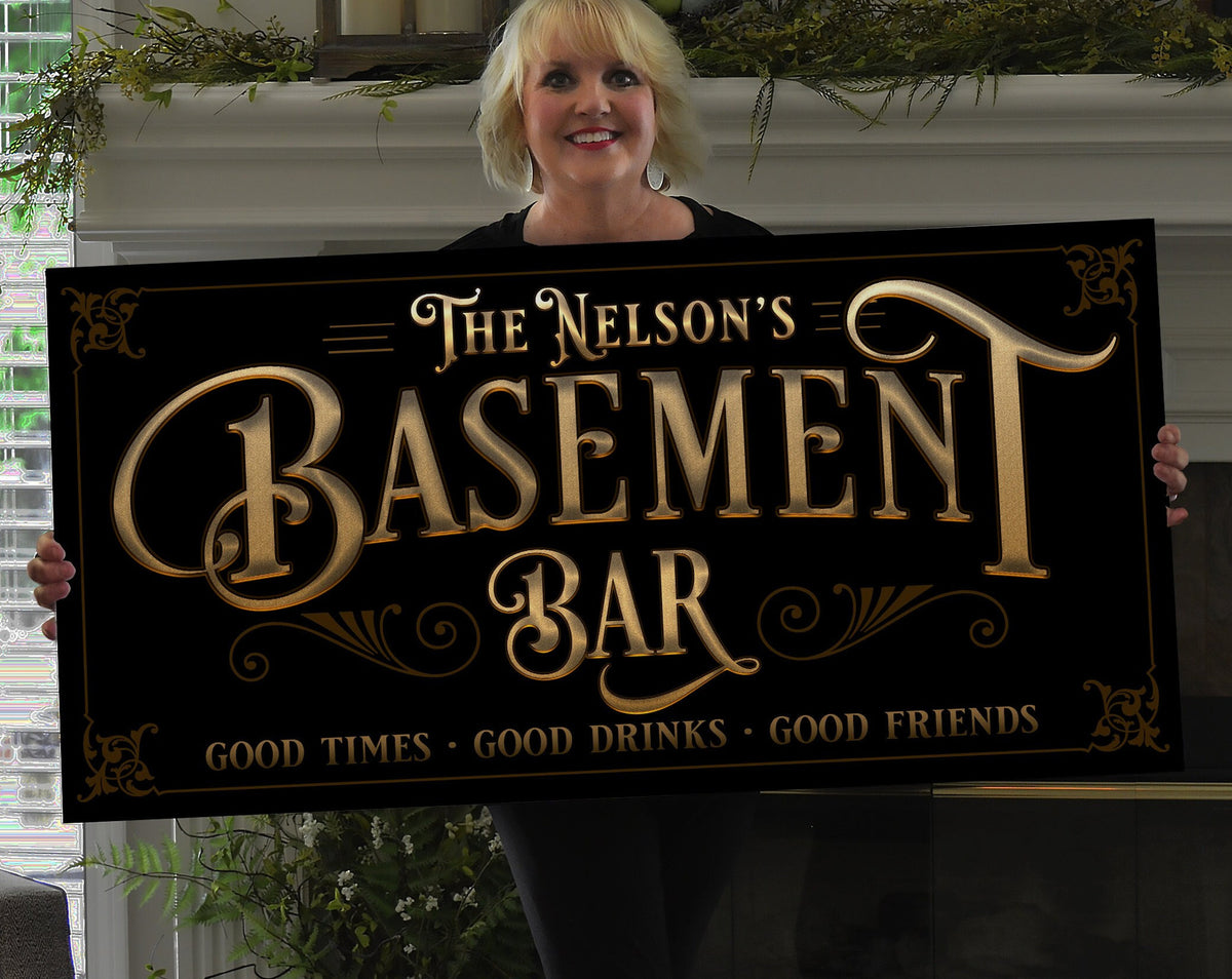 Aeticon Canvas Basement Bar Sign | Man Cave Decor | Man Cave Sign