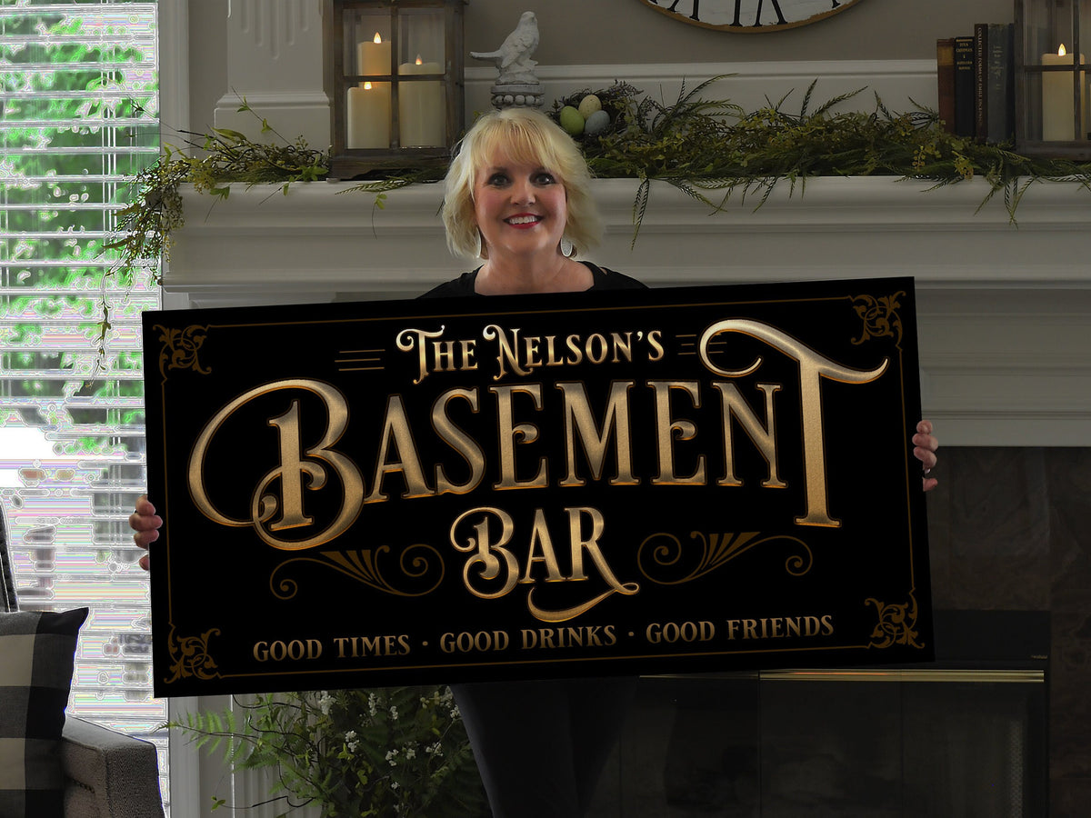 Aeticon Canvas Basement Bar Sign | Man Cave Decor | Man Cave Sign