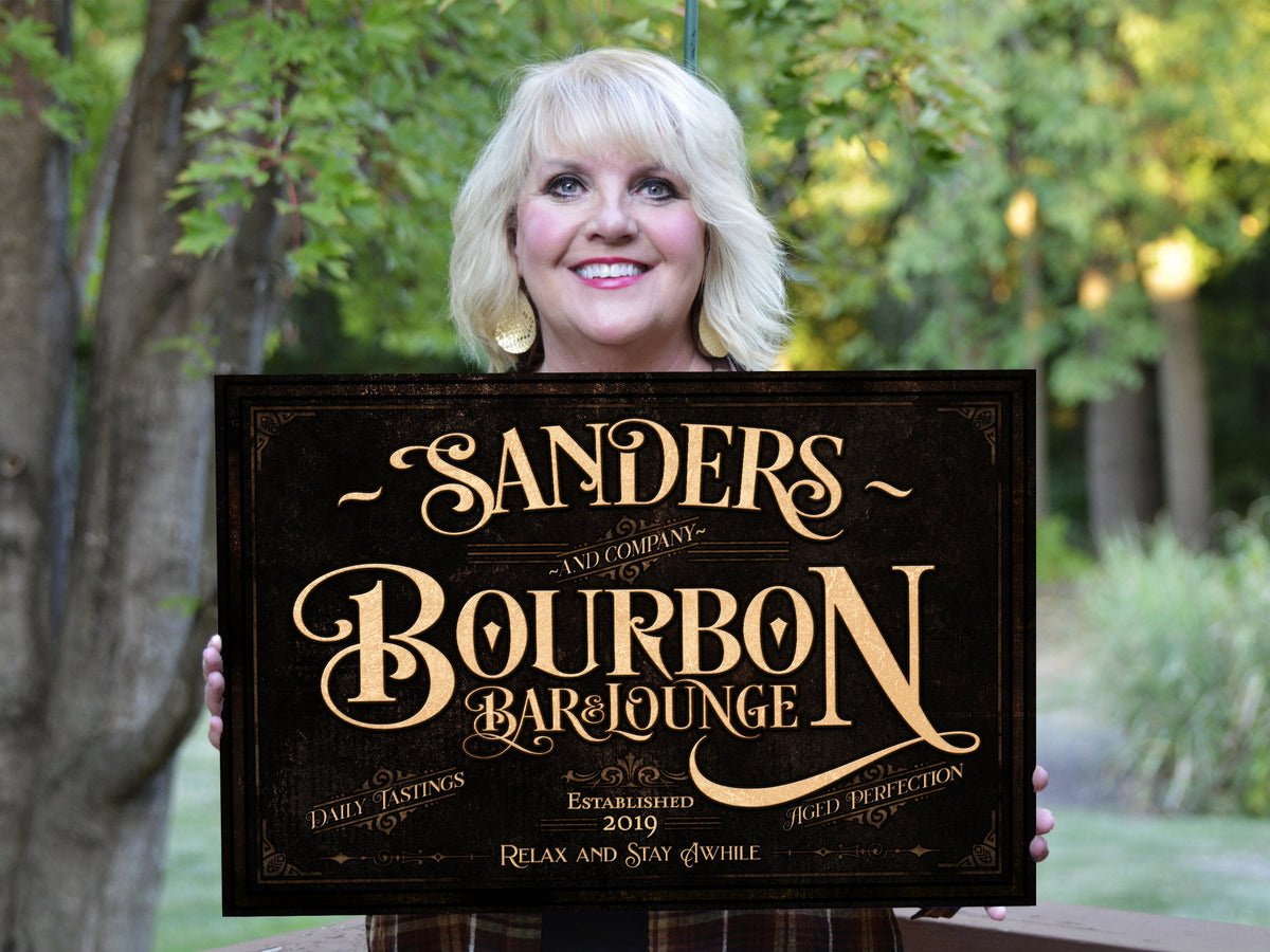 Aeticon Canvas Personalized Bourbon Bar Sign | Bourbon Bar Sign | Bourbon Lounge Sign | Rustic Bourbon Sign | Vintage Bourbon Bar Sign