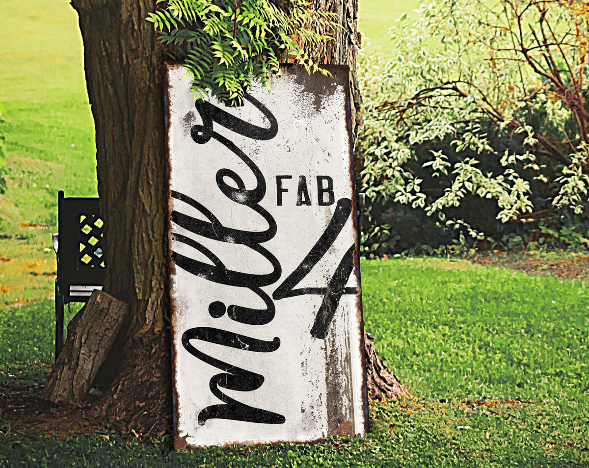 Aeticon Canvas Fabulous 'Fab' Family Sign | Vertical White Family Name Sign | Personalized Family Sign | Large Canvas Wall Art | Large Metal Wall Art