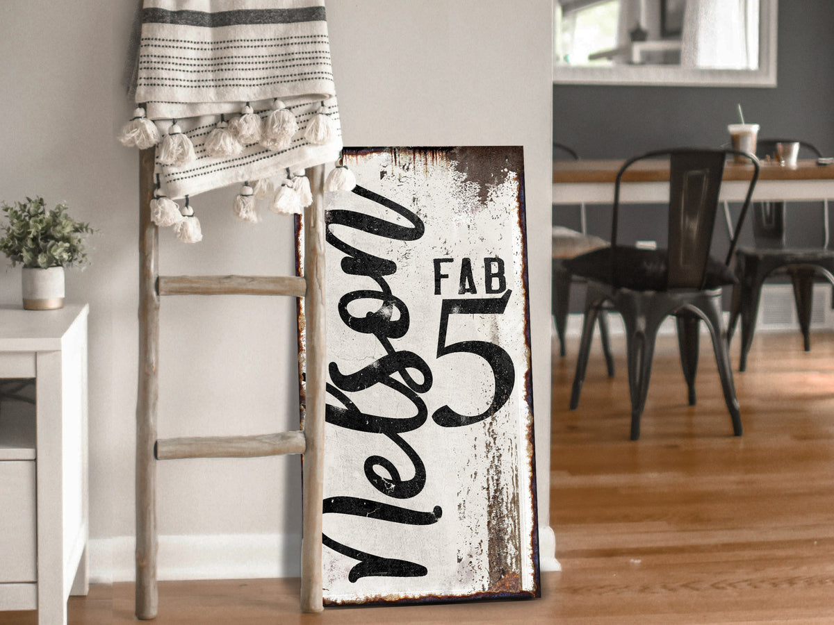 Aeticon Canvas Fabulous 'Fab' Family Sign | Vertical White Family Name Sign | Personalized Family Sign | Large Canvas Wall Art | Large Metal Wall Art