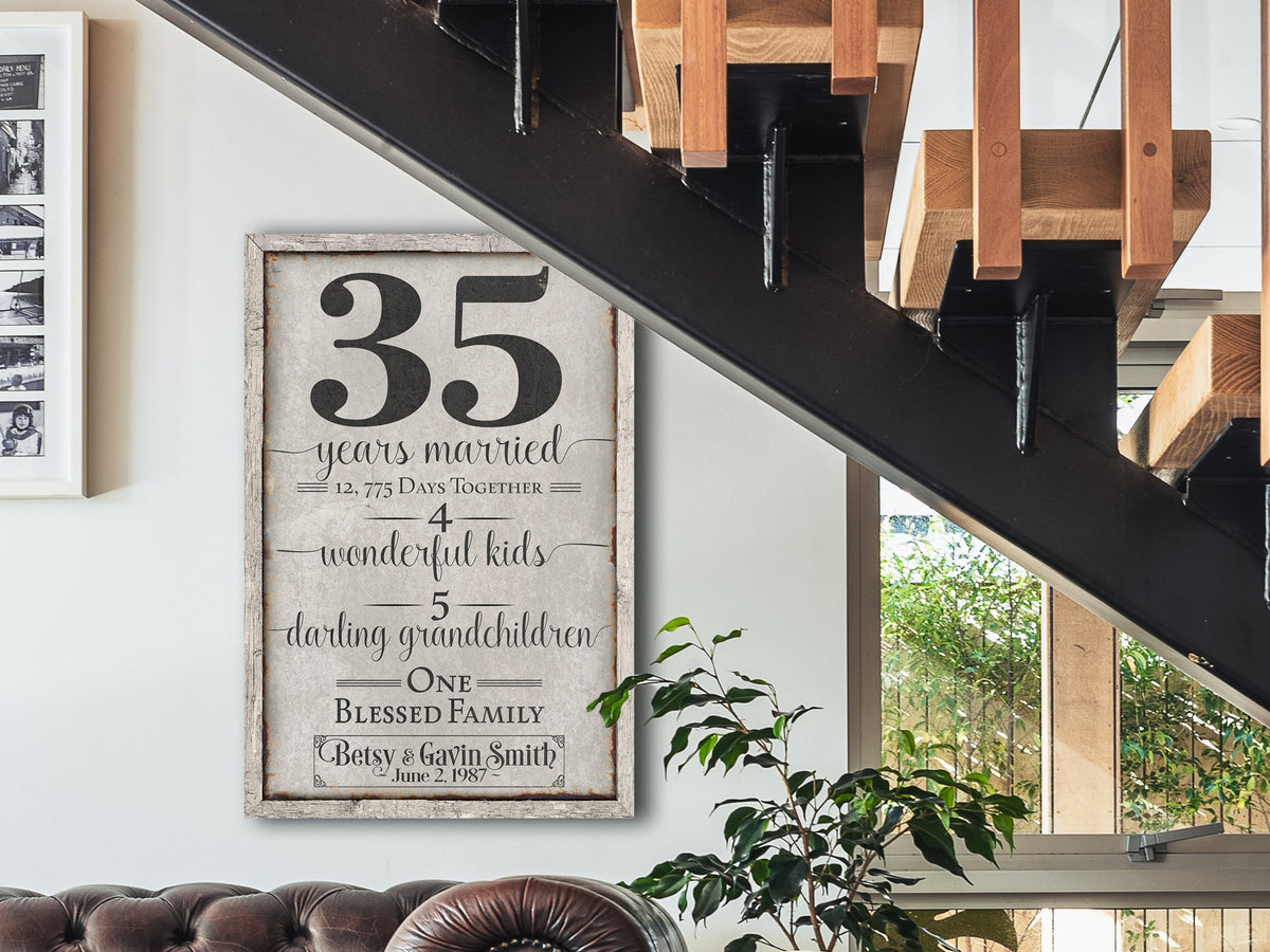 Aeticon Canvas Anniversary Sign | Any Anniversary | 50th Anniversary | Modern Farmhouse Personalized Sign on Large Canvas | Vintage Wall Decor