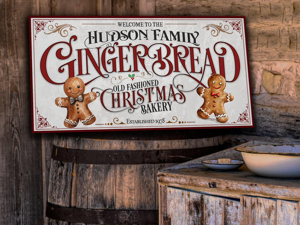 Aeticon Canvas Gingerbread Christmas Sign | Gingerbread Decor Sign | Personalized Christmas Sign | Ginger Bread Christmas | Big Canvas | Big Metal Sign