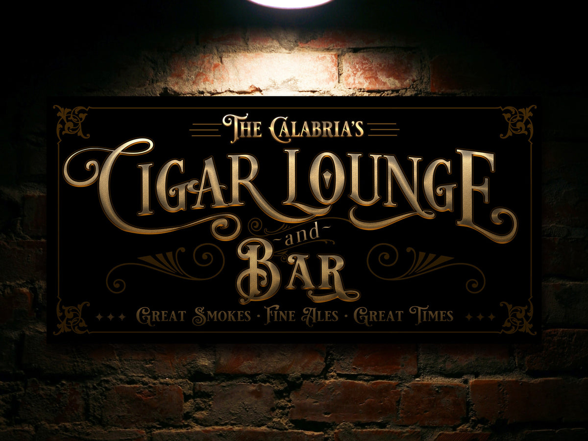 Aeticon Canvas Cigar Bar Sign | Cigar Accessories | Man Cave Decor | Man Cave Sign