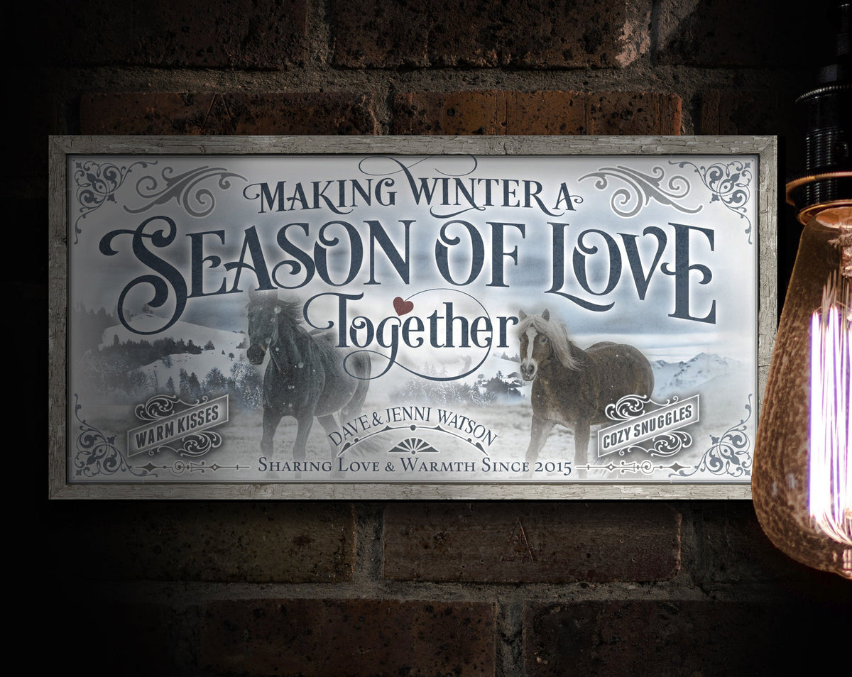 Aeticon Canvas Winter Valentine's Day Sign | White Winter Sign | Valentine Sign | Vintage Holiday | Established Wall Art | Metal Print