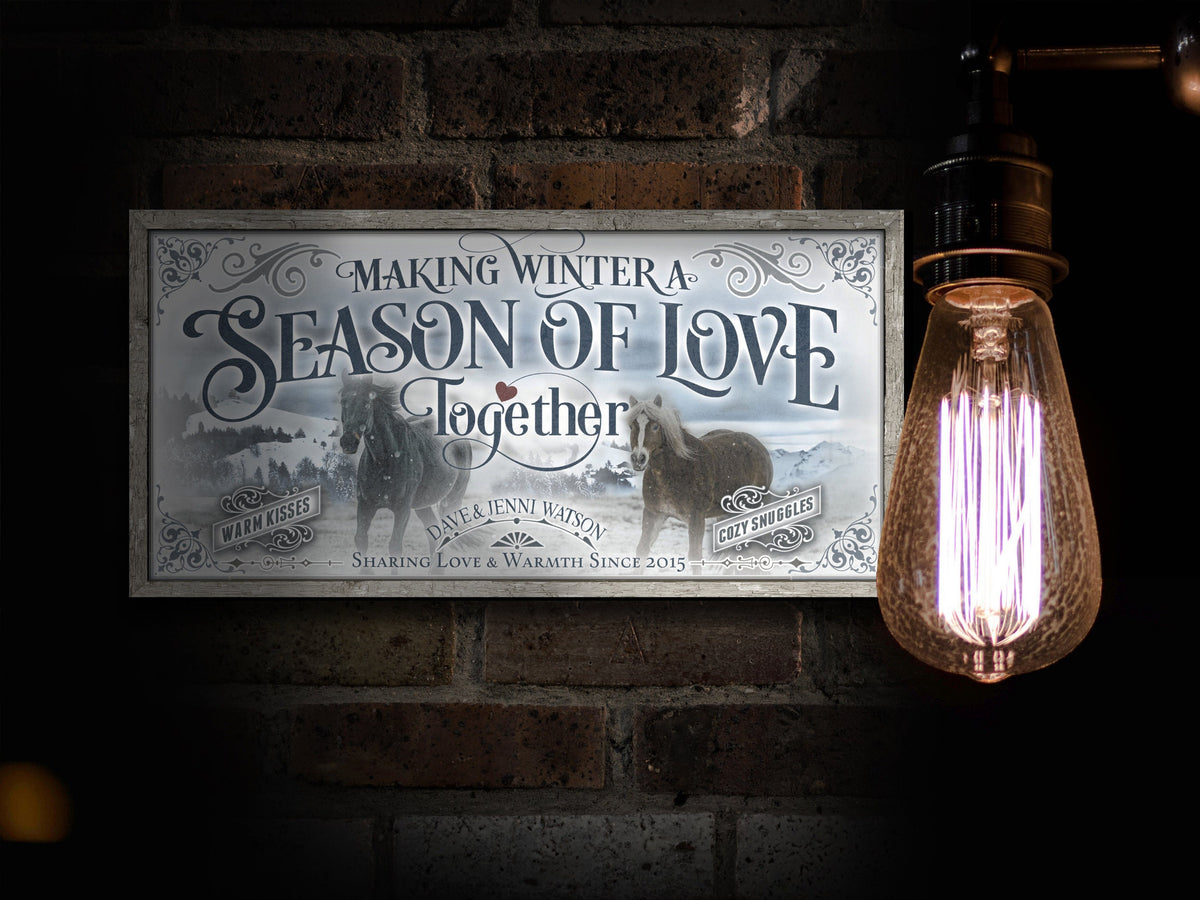 Aeticon Canvas Winter Valentine's Day Sign | White Winter Sign | Valentine Sign | Vintage Holiday | Established Wall Art | Metal Print