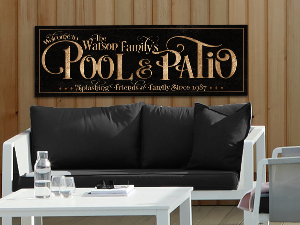 Aeticon Canvas Personalized Pool & Patio on Canvas! | New 3:1 Ratio Patio Sign | Custom Pool Patio Sign | Summer Patio Decor | Custom Pool Sign