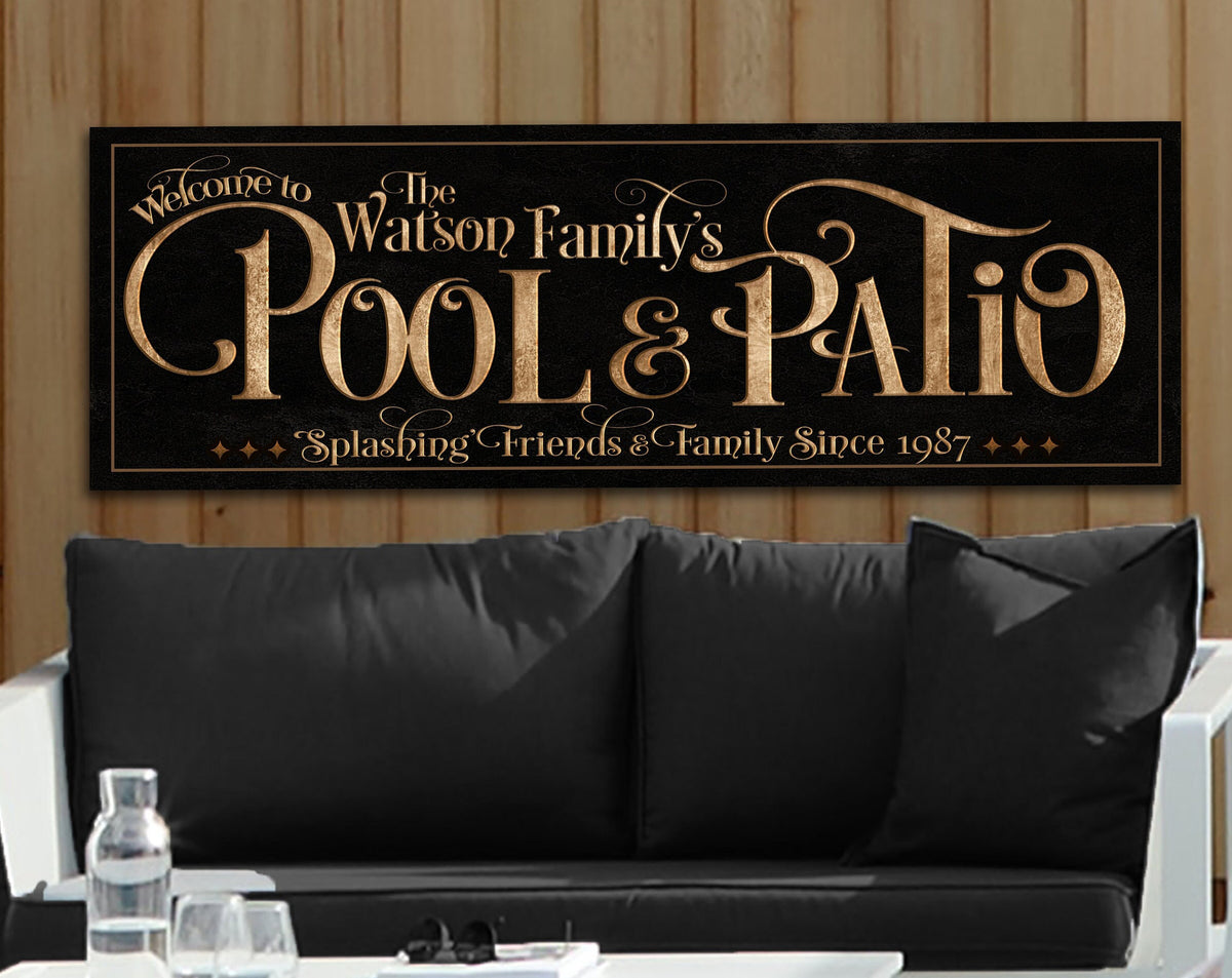Aeticon Canvas Personalized Pool & Patio on Canvas! | New 3:1 Ratio Patio Sign | Custom Pool Patio Sign | Summer Patio Decor | Custom Pool Sign